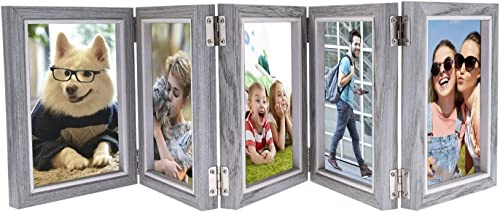 5 faltbarer 10x15 klappbarer Bilderrahmen, Holz-Fotorahmen, Collagenrahmen, Familien-Bilderrahmen, Wand und Tisch-Bilderrahmen für Geburtstag, Jahrestag