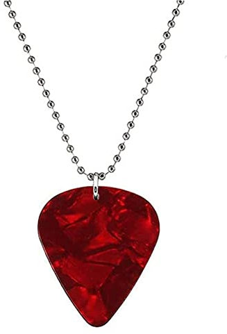 HUNM Gitarrenplektrum, 1 Stück, Gitarrenplektrum, Halskette für Männer und Frauen, Gitarrenplektren, Zelluloid-Plektrum für Akustik, E-Bass, Gitarre, rot