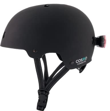 Cosmo Connected - Cosmo Evasion - Intelligenter Fahrrad- und Rollerhelm in Erwachsenen-, Männer- und Frauengröße - Sturzerkennung, Automatische Bremsleuchten - Schwarz Matt, S/M