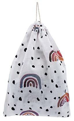 hutch&putch 2X Pucktuch Bio Baumwolle 60x60cm im Beutel - Spucktuch Baby - Mulltuch 100% Baumwolle - Musselin Wickeltuch - Kuscheltuch saugstark, extra weich mit Regenbogen-Motiv