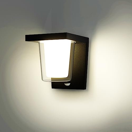 FLORNIA LED Outdoor Wall Light with Motion Sensor, Outside Wall Light Main Powered with PIR, External Garden Weatherproof Aluminium Lamp (900LM 13.5W 4000K IP44)