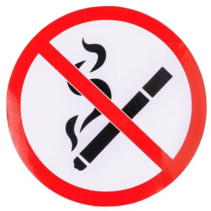 Aufkleber für Rauchen verboten, 2 Stück, Ø 5 cm Durchmesser, selbstklebende Folie, außenklebend, No Smoking Sticker, Verbotsschild Zigaretten, Verbotszeichen Rauchen nicht erlaubt, Zigarettenverbot