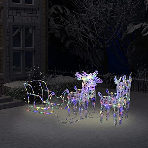 Rentiere & Schlitten Weihnachtsdeko 280x28x55 cm Acryl hell Artikelfarbe bunt