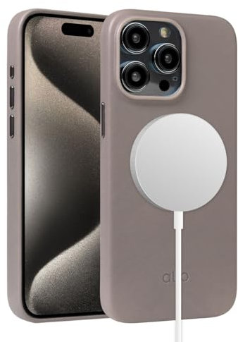 alto Kompatibel mit iPhone 15 Pro Max 2023 und MagSafe, magnetische italienische Lederhülle, Clop Serie Drop Schutzhülle (iPhone 15 Pro Max, 6,7 Zoll, Zementgrau)