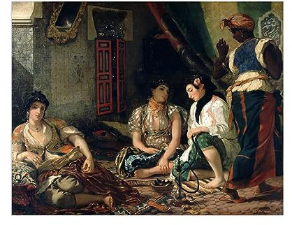 RKGHDCX Célèbre Impression sur toile : Femmes d'Alger dans leur appartement,reproduction de peinture à l'huile sur toile,classique Tableau d'art mural en toile décor 80x105cm31 x41 Sans cadre