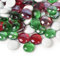 HOKPA Christmas Flat Glass Marbles, 1lb Mixed Colors Glass Gems Beads for Vase Filler Party Table Scatter Christmas Decoration Aquarium Pebbles Decor, Green, red, white