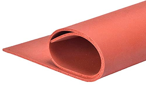 IkErna Alfombra de Goma de Espuma de Silicona Roja, Sellado de Aislamiento Suave de Corte Arbitrario Longitud de la Almohadilla Espumada 1 M, Ancho 50 cm/Thick/1Mm