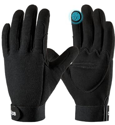 COOLJOB Touchscreen-Gartenhandschuhe, durchstichsichere Arbeitshandschuhe für Rosenschnitt, Gepolsterte Rosenhandschuhe aus Kunstleder mit Klettverschluss, Schwarz (1 Paar, XL)