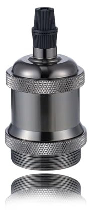 Vecys Vintage E27 Adaptateur Douille,Edison Suspension lampe,Solide Cuivre Céramique Douille pour Plafonds Bricolage Suspension Lampe(Noir Nacré,1pcs)