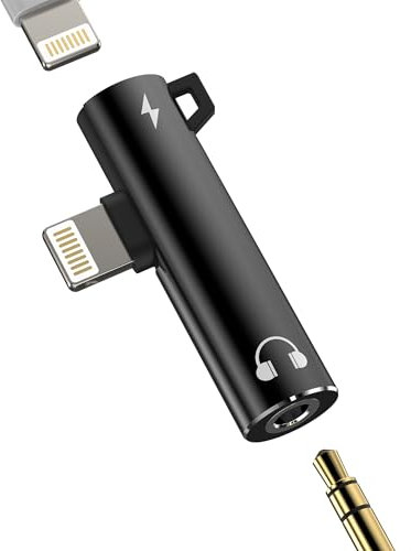 Lightning to 3.5mm Splitter for iPhone AUX Dongle(2in1)for Apple MFI Certified Charger Cord Headphone Jack Adapter Audio Earphone Cable for 14 13 12 11 Pro Max SE 7 8 Plus Mini Earbud Music Connector