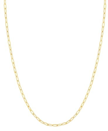 FOCALOOK Goldkette Damen Choker Edelstahl Schlüssebeinkette Gliederkette 35CM ohne Anhänger Büroklammer Link Kette in Gold Hautverträglich Ankerkette Schmuck
