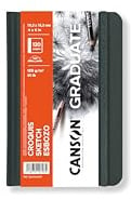 CANSON Graduate Book Skizzenbuch, weiche Körnung, 120 g/m², Hardcover, 10,2 x 15,2 cm, Weiß, 60 Blatt