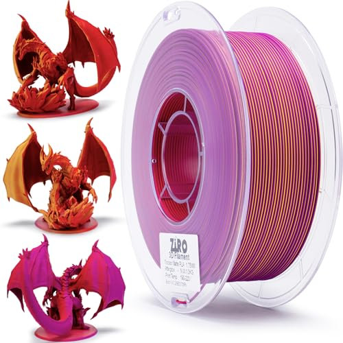 ZIRO Matt 3-in-1 Regenbogen PLA Filament 1.75mm, Matte Multicolor 3D Drucker Filament, Passen die Meisten FDM Drucker, 1KG/2.2lb Spule, Nachglühen