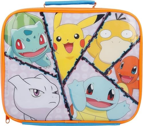 ILS I LOVE SHOPPING Borsa Termica Rettangolare Impermeabile Porta Pranzo per Bambini con manico - Gadget Scuola (per POKEMON)