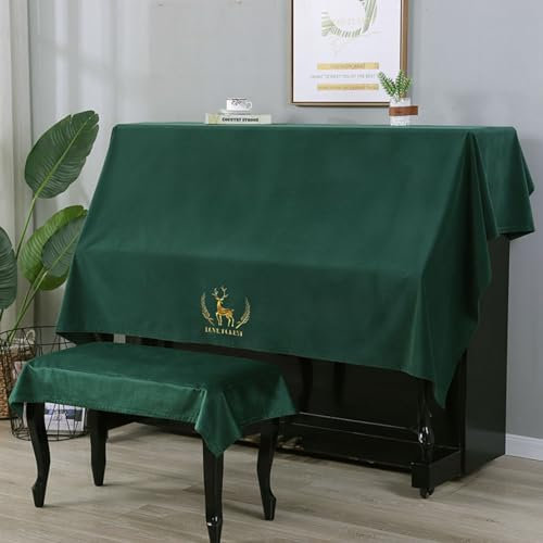 Cutfouwe Klavierabdeckung Vollklavierabdeckung Tuch, Klaviertastatur Staubschutz Vollklavierabdeckung Klavierschutzhülle für universelles aufrechtes Klavier,Grün,200x138cm