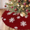 Betylifoy Weihnachtsbaum Decke 90cm, Weihnachtsbaumrock Gestrickter Rot Baumrock Schneeflocken Stricken Rustikale Weihnachtsdecke Weihnachtsdekor Weihnachtsferienhaus Partydekorationen (S-90CM)