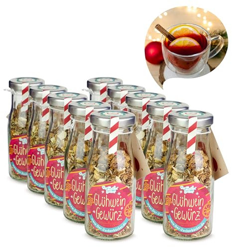Glühweingewürz 10er Set – kleine Geschenke zu Weihnachten, Nikolaus in Mini-Flaschen