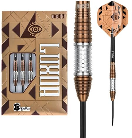 ONE80 Steel Dart Luxor VHD 90% Tungsten Steeltip Dart Steeldart Dartpfeile Set mit Schäften und Flights Hochwertige Tungsten Steeldarts (Barrel 02, 23 Gramm)