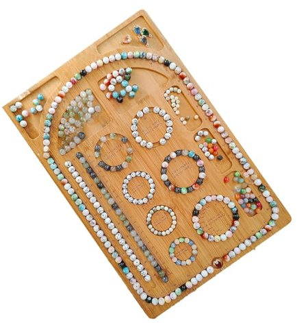 Lodoot Holz-Perlenbrett, Schmuckdesignplatte, Basteltablett, Schmuckherstellung, Zubehör, Holzstruktur für Halskette und Armband, Baum