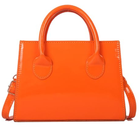 Brymthy Handtasche aus Lackleder, glänzend, Clutch, Mini-Umhängetasche, Abendtasche für Damen, Orange/Abendrot im Zickzackmuster (Sunset Chevron)