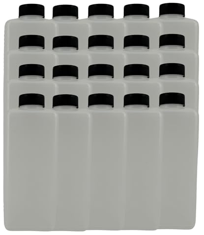 TronicXL 20 Stück Leerflasche Plastikflasche Flasche 1 Liter Kunststoff RD40 Gewinde Vierkantflasche HDPE zum befüllen leere Flasche für Liquid Kleber Shampoo Kosmetik Leerflaschen mit Schraubdeckeln