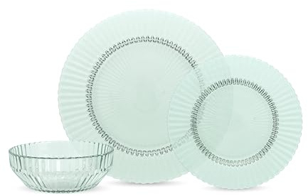 Fortessa Archie Glass, 12 Piece Dinnerware Set (Service for 4), Verde Green