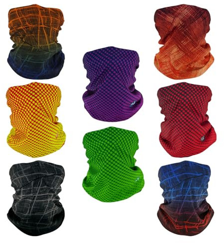 SMEHCF 8 Multipurpose Bandanas for Women Men Headband Balaclava Hair Head Scarf Face Half Airsoft Paintball Mask Neck Gaiters Breathable Reusable Washable Gradient Color Dot Line