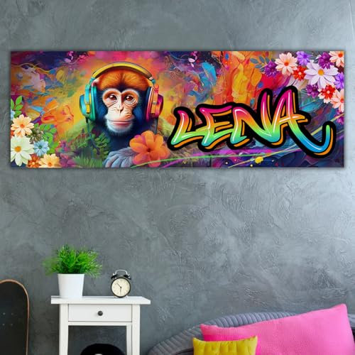tjapalo® ZP96 Graffiti Poster mit Namen - Coole Bilder für Teenager - Kinderzimmer Mädchen Poster - Affen Bilder