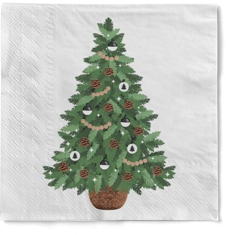 HAPPY PAPER Serviette Ocebo (Tannenbaum) aus Tissue 3-lagig, Einweg Weihnachtsserviette Papierserviette, ideal für Advents- & Weihnachtsfeiern, 33 x 33 cm, 20 Stück