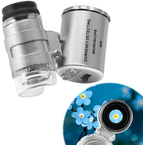 Juwelier Lupe mit Licht, 60 fache Licht Mini Mikroskop, LED Leselupen, Tragbare Taschenmikroskop Edelsteinelupe, für Edelsteine, Schmuck, Rocks, Briefmarken, Münzen, Antiquitäten