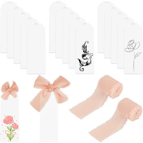 SOFPLATE 20 Stück 6 x 2 Zoll Große Acryl Lesezeichen Große Menge Klare Leere Lesezeichen Transparente Acryl Lesezeichen Rohlinge Mit 5 m/5.5 Yards Band Bastel Lesezeichen Sets Für Leseliebhaber DIY Ba