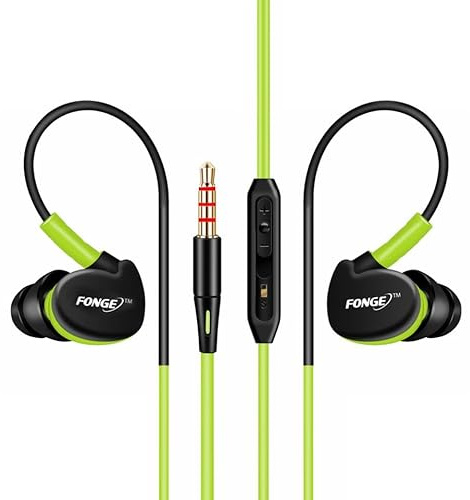 HOMSFOU Sports Headphones Wired Ear Hook Earphones with 3.5Mm Jack Lightweight in-Ear Headsets for Running Gym Fitness