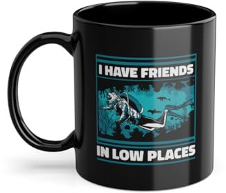 I Have Friends In Low Places 04461W - Taza de café, diseño de aletas de buceo, color negro