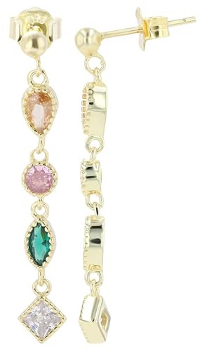 Vada 925/- Echt Silber Ohrstecker/Ohrhänger, bunte Zirkone, rhodiniert