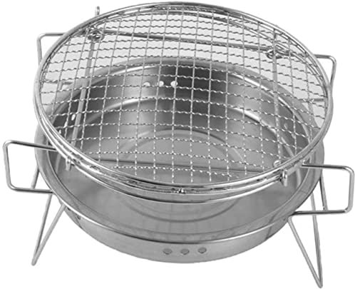 MRVAKDYDI Gril BBQ avec Support Couvercle à Charbon de Bois Mini Gril Rond Portable for Camping, Cuisson, Barbecue, poêle à Charbon de Bois