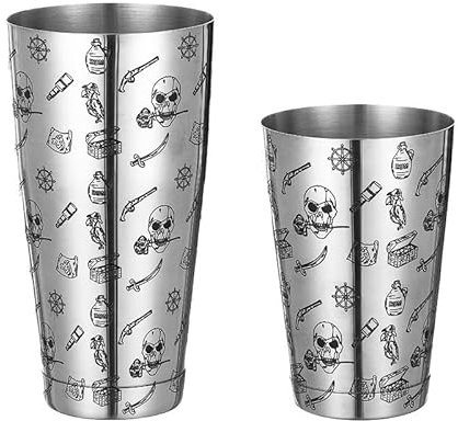 Coctelera,Cocktail Shaker Coctelera de acero inoxidable con diferentes acabados (2 unidades, 15 y 25 onzas)(Skull Rose)