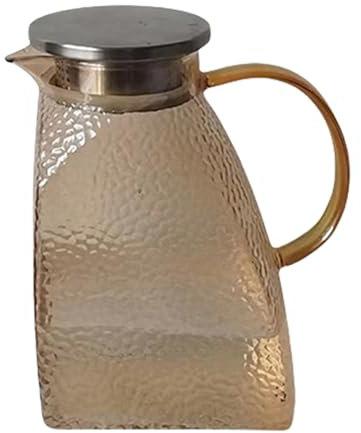 Glass Water Pitcher - Hammer Pattern Water Kettle | Pitcher Glass | Splash-proof Wide Mouth 1.5L For Hot Beverages Cold Drinks Milk Juice Travel Outdoor Hosting Birthday Party Kitchen