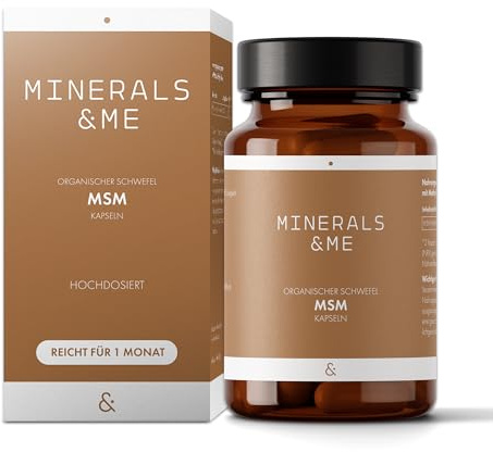 MINERALS & ME® MSM Kapseln – hochdosiert – 1.000 mg MSM pro Tagesdosis – >99% Reinheit – ohne Zusatzstoffe – vegan – laborgeprüft – 60 Kapseln