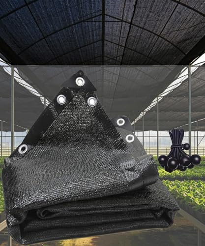 rlsclngst Schattenstoff, 90% Schwarz Stoff, 4 x 6.1 m, hochdichter Stoff, Schatten, Netz-Baldachin, versiegelte Kanten mit Ösen für Garten, Terrasse, Bungee-Bälle