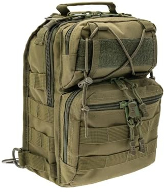 Badger Outdoor Sling Tactical Schultertasche Olive, Taktische Sling Bag | Mit MOLLE/PALS kompatibel, Hydrationfach, Mehrere Taschen, Handgepäck geeignet für Outdoor & Alltag