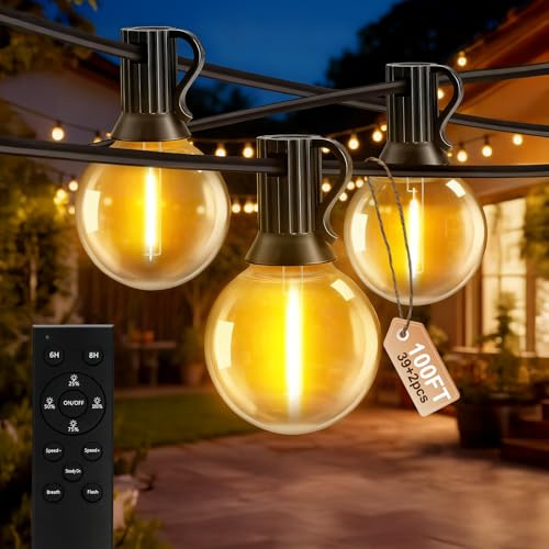 AODLEDY LED Lichterkette Außen Dimmbar - Outdoor Lichterkette Strom G40 30m Glühbirnen Wasserdicht Lichterketten Aussen für Balkon Garten Hochzeit Party Terrasse