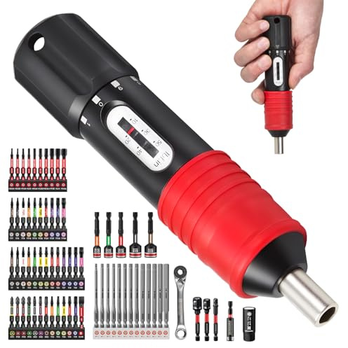 Geinxurn Lot de 71 tournevis dynamométriques réglables de 6,35 mm, kit industriel SAE réglable avec douille universelle, tournevis, embouts de tournevis et embout de support pour bricolage