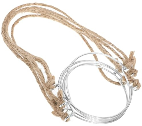 GRIRIW Drahtgriffe Multifunktionale Aufhängung 5 Stück für Einmachgläser aus Eisen mit Hanfgriff Praktische Halterung für Solarlichter und Outdoor Camping fürs Picknick