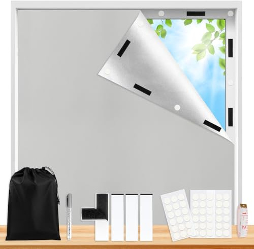 Blackout Blinds Stick On, No Drill Blinds for Windows,200x148cm Temporary Blinds Cut to Any Size & Shape, Portable Blackout Blind for Bedroom, Loft, RV Travel, Grey