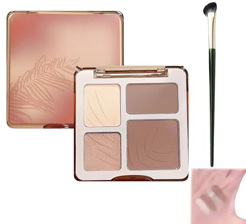 Palette Contouring Viso 4 Colori con Pennello Naso Professionale, Terra Bronzer in Polvere e Illuminante Makeup, Colori Opachi e Shimmer per Scolpire e Definire, Set Trucco Donna Lunga Durata