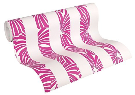 Esprit Vliestapete Play in Summer Tapete gestreift 10,05 m x 0,53 m grau rot lila Made in Germany 327603 32760-3