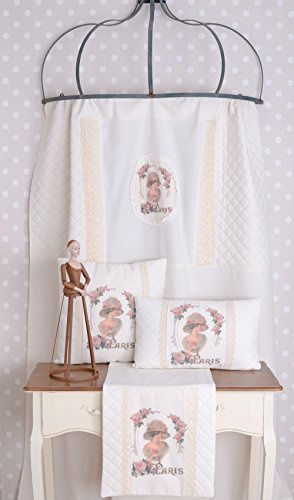 Gardinenschal Vintage Vorhang Shabby Chic Gardine Weiss 260x 140 cm Schal Paris cbc016 Palazzo Exclusiv