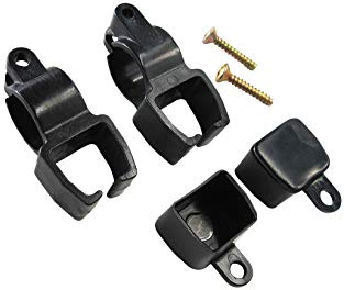 prodecoshop 2 Halter + 2 Kappen für U-Schienen, Universal U-Schienenhalter und Endkappen, schwarz