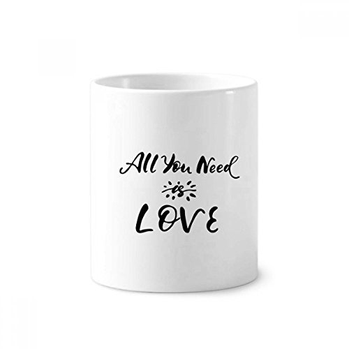 DIYthinker All You Need is Love Sole Citazione Spazzolino penna Tazza Holder Bianco tazza di ceramica 350ml alta x 4 pollici di diametro 3 pollici Multicolore