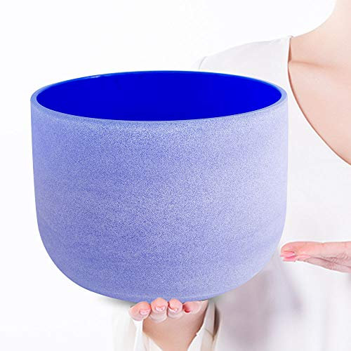 ENERGYSOUND 432 Hz Perfect Pitch G Throat Chakra Blue Colored Frosted Quartz Crystal Singing Bowl 10 inch (25 cm)